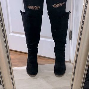 Torrid Black Faux Suede Western Knee-High Boot